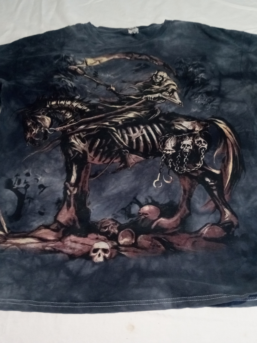 Vintage Y2K Grim Reaper Skeleton Tie Dye Shirt Men's XL